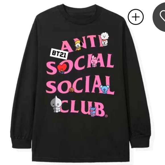 Anti Social Social Club BT21 collab long sleeve tee Medium NWT - Picture 2 of 8